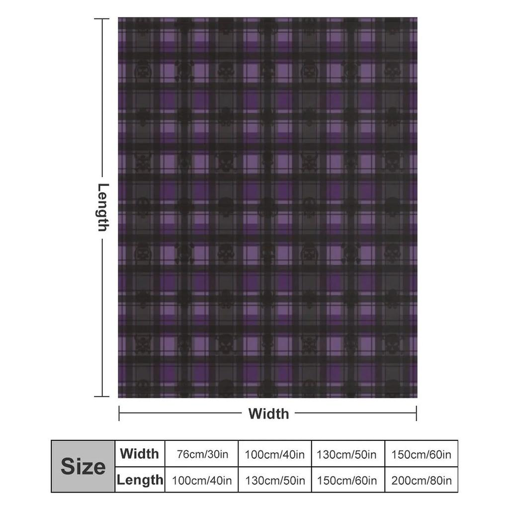 Purple Gothic Skull Plaid Throw Blanket Stylish Warm Blanket for Living Room Bedroom