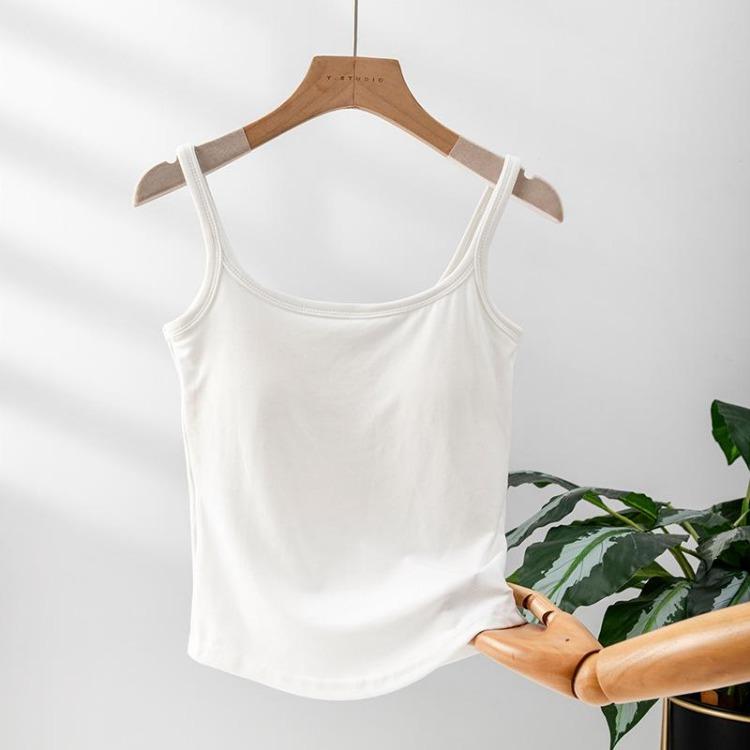 Women Suspender Vest Slimming Inner Top High Elasticity Chest Pads American Style Outer Wear