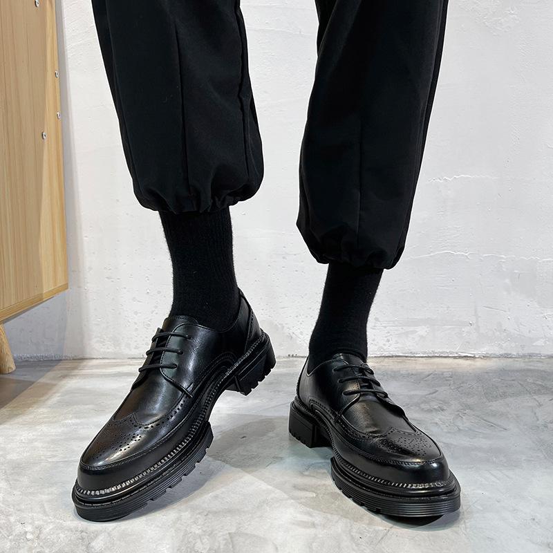 Zapatos de Hombre Brock Transpirables Vestido de Negocios Juvenil Estilo Británico Versátil Zapatos de Cuero 1376-T
