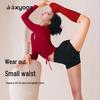 Women's Long Sleeve Red Yoga Top - Slimming and Versatile for Outdoor Sports, Running, Pilates, and Fitness Activities
