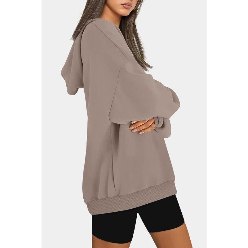 Women's Fashion Casual Solid Color Print Long Sleeve Hooded Hoodies & Sweatshirts