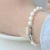 Gaman Commitment Plain Pearl Silver Bracelet