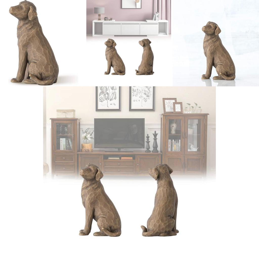 Urocza brązowa figurka psa z żywicy w stylu vintage, idealna do dekoracji domu i na prezent.