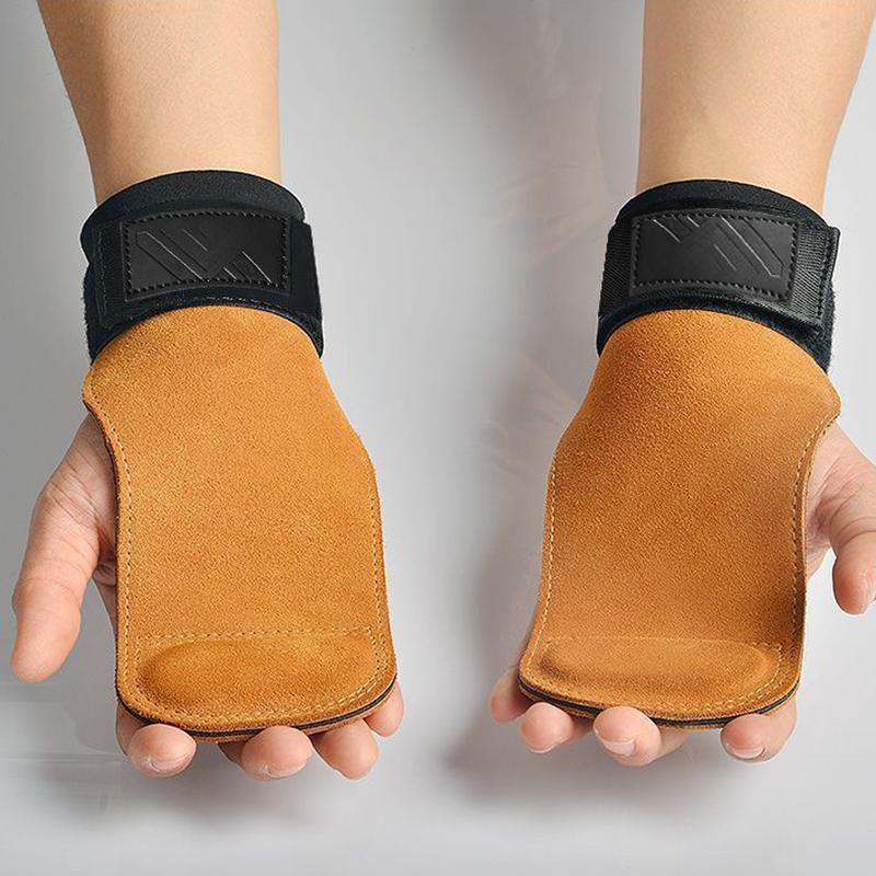 Nötskinn Handskydd Slitstark Halkfri Handledsskyddsutrustning Fitness Tyngdlyftning Boosterbälte Marklyft Chins