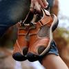 Fashion New Men's Beach Shoes Fashionable, Trendy, Comfortable, Breathable, Flat Bottomed, Wear-resistant Leather Sandals, Sizes 38-48