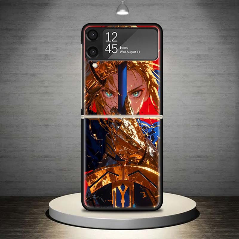 Fate Zero Stay Night Saber Phone Case For Samsung Galaxy Z Flip 7 6 5 4 3 5G Shockproof Cover Z Flip7 Flip6 ZFlip5 Flip3 Flip4 L