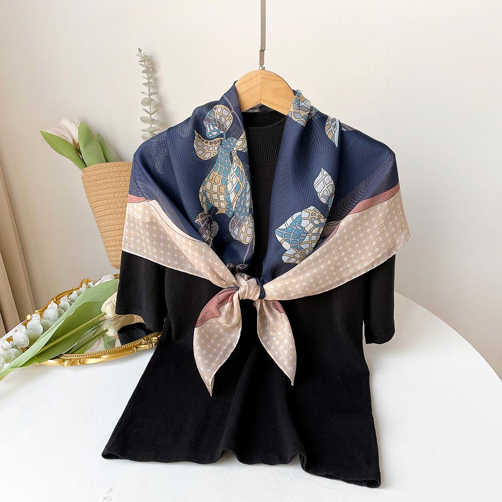 

Новый весенний ретро шелковый шарф с универсальным темпераментом и французский шарф из модной имитации шелка, шарф высокого класса 90*90cm