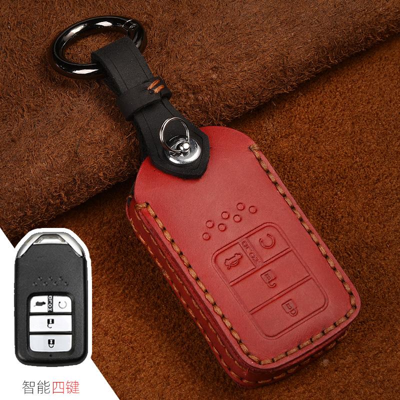Leather Smart Remote Car Key Case Cover For Honda Vezel City Civic Jazz Brv Br-V Hrv Key Case 2Btn Car Accessories