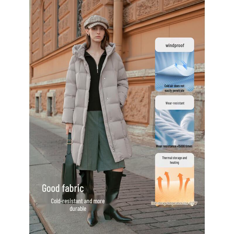 Bingjie Women's Long Hooded 95% Duck Down Puffer Jacket