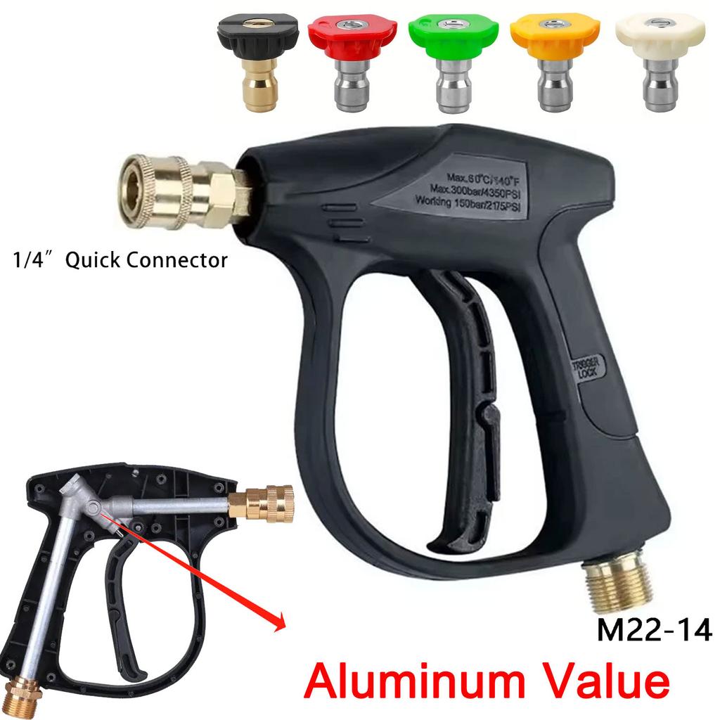 Car Wash Gun with 5 Soap Spray Nozzles 14mm M22 Socket 1/4 "Quick Release Snow Foam Gun Car Water Gun