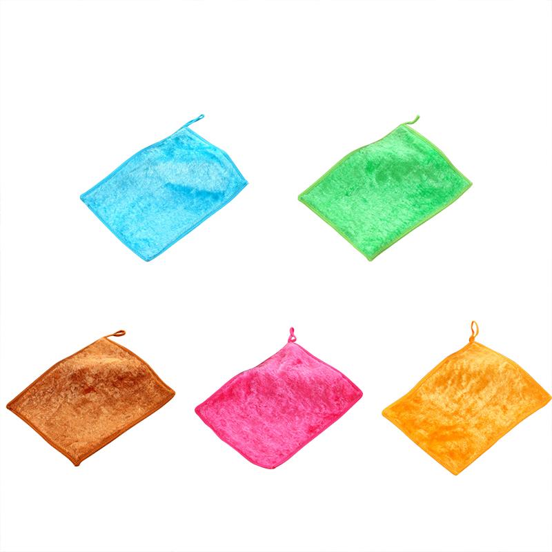 

5pcs Plush Microfiber Cloth Home Cleaning Towels Thick Absorbent Kitchen Dishcloths Bathroom Cleaning Rag Household Scouring Pad