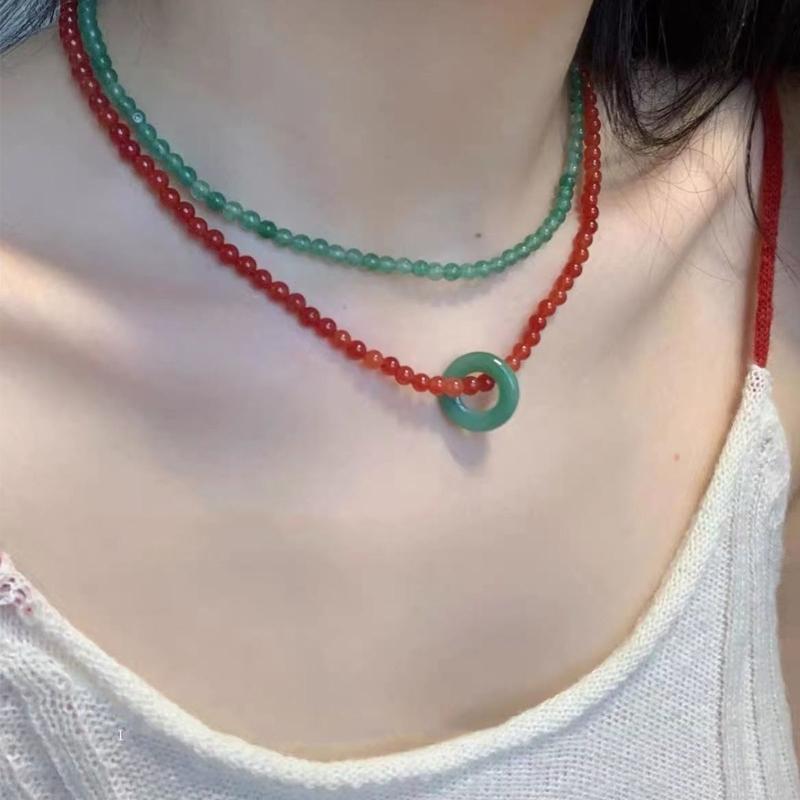 Fashion Crystal Beads Necklace Sweet Neck Jewelry Cute Circle Pendant Choker Neck Chain Gift Unique Elegant Accessory