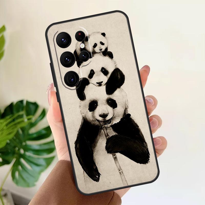 Panda Animal Cute Bear Soft Case For Samsung Galaxy S21 S22 S23 S24 S25 Ultra S9 S10 Plus S20 FE S24 FE Phone Cover