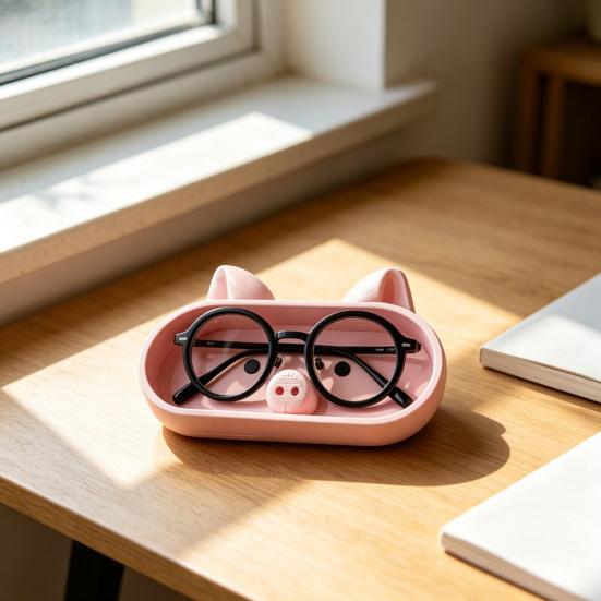 Niedliche Schweinchen Brillen Aufbewahrungsbox, 3D Gedruckter Brillenhalter, Cartoon Sonnenbrillen Displayständer für Schreibtisch, Kreativer Schlüsselaufbewahrung Kleinteile Organizer,
