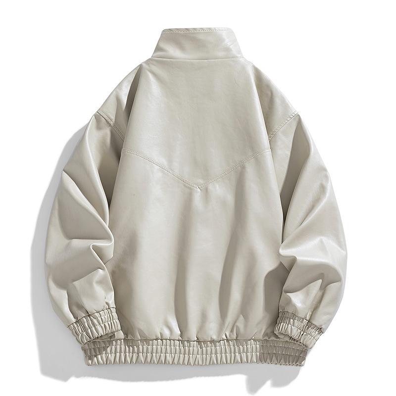 PU Leather Jacket Men's Jacket Spring and Autumn New Stand-up Collar Locomotive Clothing Versatile Trend Casual Jacket Men