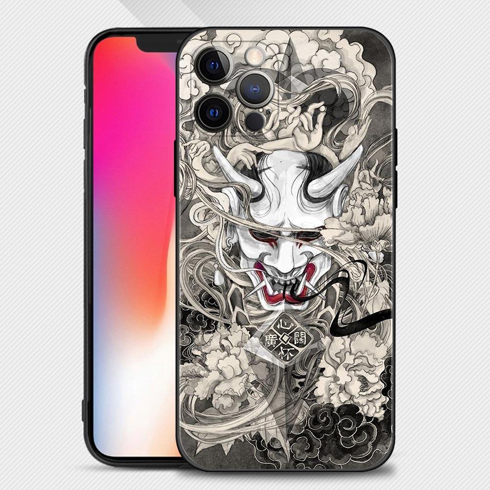 Japan Samurai Oni Mask Case For Apple iPhone 14 13 12 11 Pro Max Mini XS Max XR X 7 8 6 6S Plus Phone Shell Capa