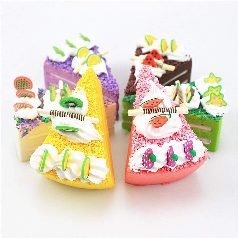 Slow Rebound Pu Simulation Triangle Cream Cake Fruit Food Play Pinch Music Decompression Random Style