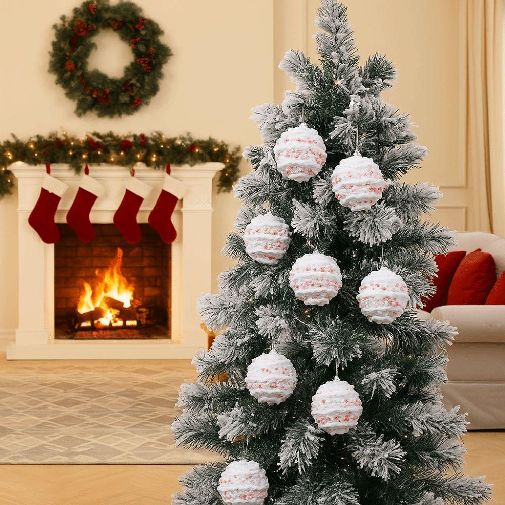 6CM Foam Christmas Balls Red White Christmas Hanging Balls Christmas Tree Pendant  for Home
