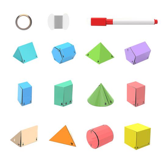 Kniha pro učení 3D geometrie s designem na tahání Šablony geometrických tvarů pro začátečníky Geometrie Interaktivní vzdělávací nástroj