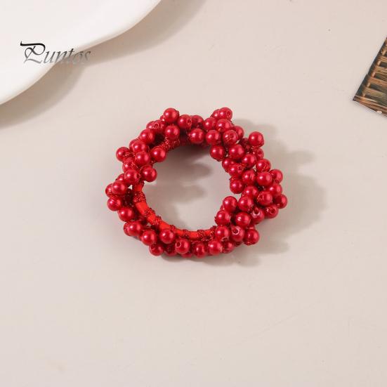 Buntes Haarseil mit Kunstperlen, hochelastisches Gummiband, Haargummi, hoher Pferdeschwanzhalter, Haar-Accessoire für Frauen