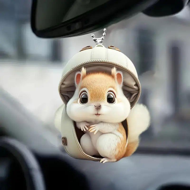 Whimsical Squirrel Acrylic Vehicle Pendant Charming Car Decoration Enthusiasts For