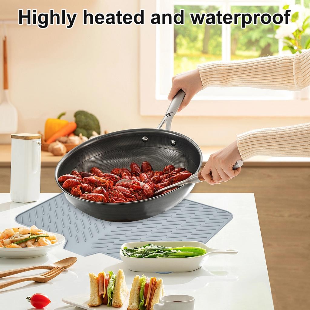 Silicone Drain Pad Drying Mat Pot Dish Drain Mat For Kitchen Tableware Non-slip Mats Anti-scald Coaster Kitchen Counter Utensils
