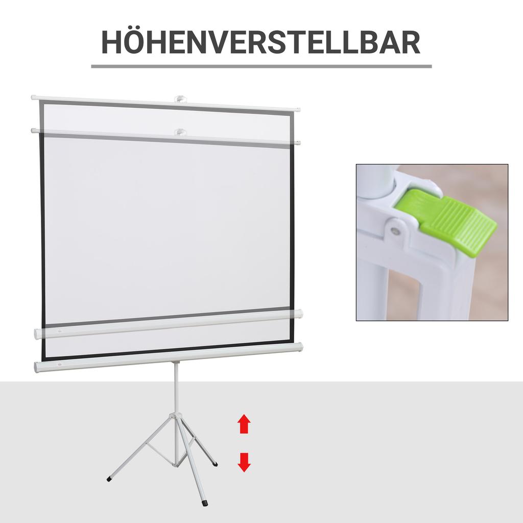Projection Screen in 4:3 Format, Cinema Screen, Presentation Surface for Home or Office, White