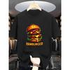 European Sizes Men's 100% Cotton T-Shirt with Hamburger Print (Burger Graphic) - Short Sleeve Round Neck Casual Summer Tee