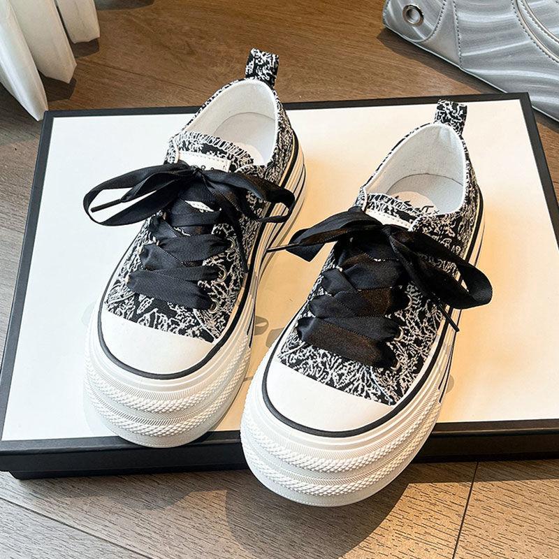 National style canvas shoes women's spring and summer thick-soled heightening board shoes thin niche fashion versatile casual