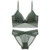 Sexy Spitzen-Bügelloses BH-Set mit tiefem Rücken, dünnen Baumwoll-Push-Up-Polstern und Schmetterlingsknoten-Design