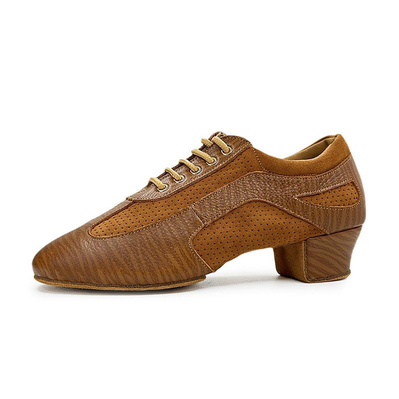 Genuine Leather Jazz Dance Shoes with Mid Heel Suede Dance Ball Standard Latin Dance Shoes for Women and Boys Sports Dancing Shoes 3.5CM