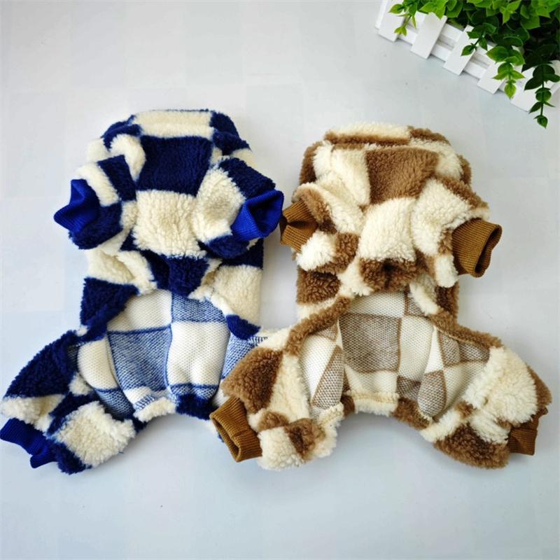 Fashion Plaid Puppy Cat Dog Jumpsuit Pajamas Winter Warm Pet Overalls for Small Dogs Pomeranian Chihuahua mascotas Clothes Pants