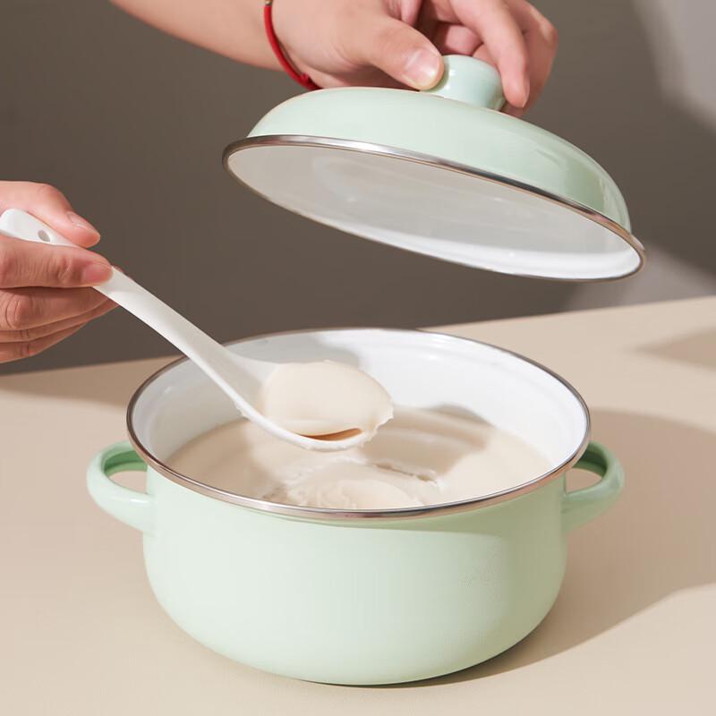Enamel Lard Storage Jar with Lid