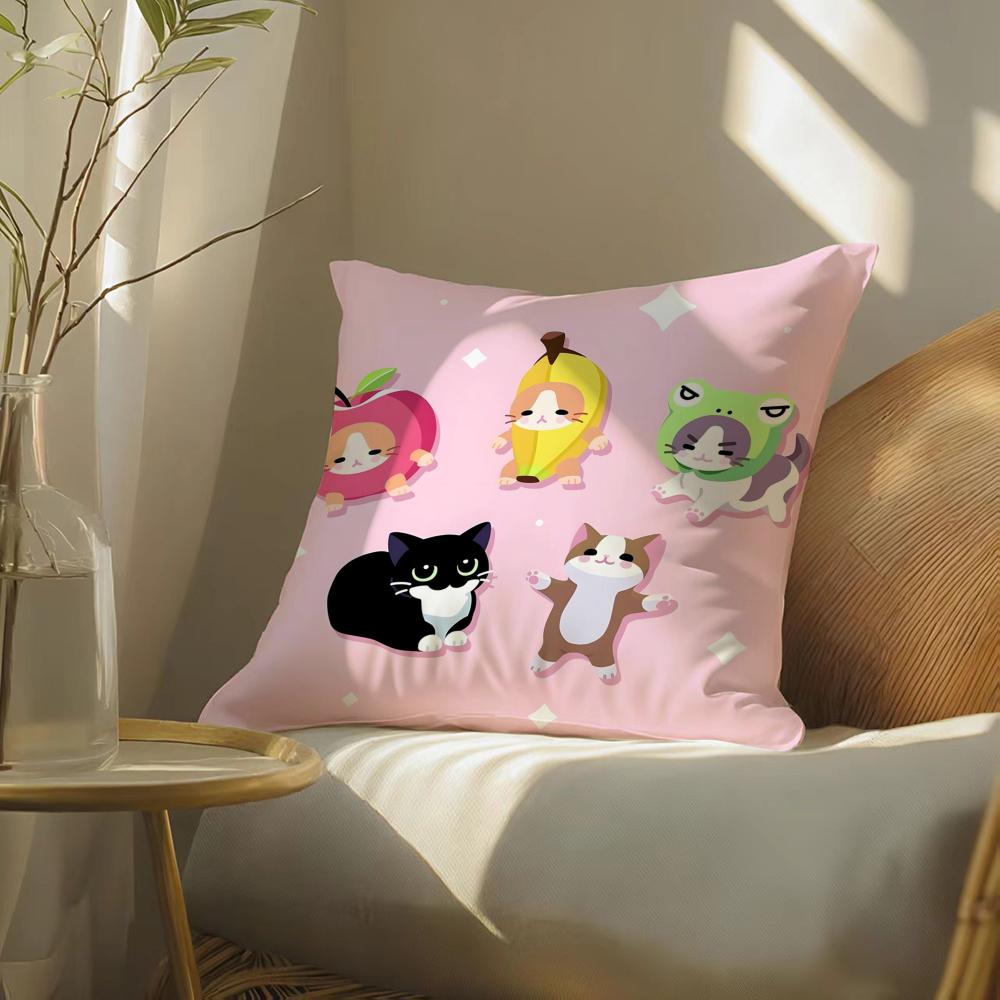 Cute Cartoon Animal Companion Patterns Cushion Cover Silky Elegant Comfort Sofa Bed Invisible Zipper Beach Pillowcase