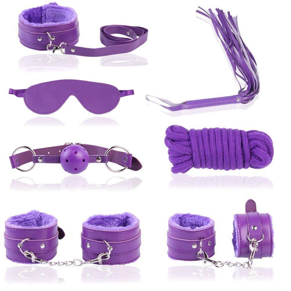 HuaHuiYuan Cosplay SM eye rose restraint purple GoodsSM 7-piece set, gag, shackles, shackle, collar, mask, rope, whip, device, [Adult]