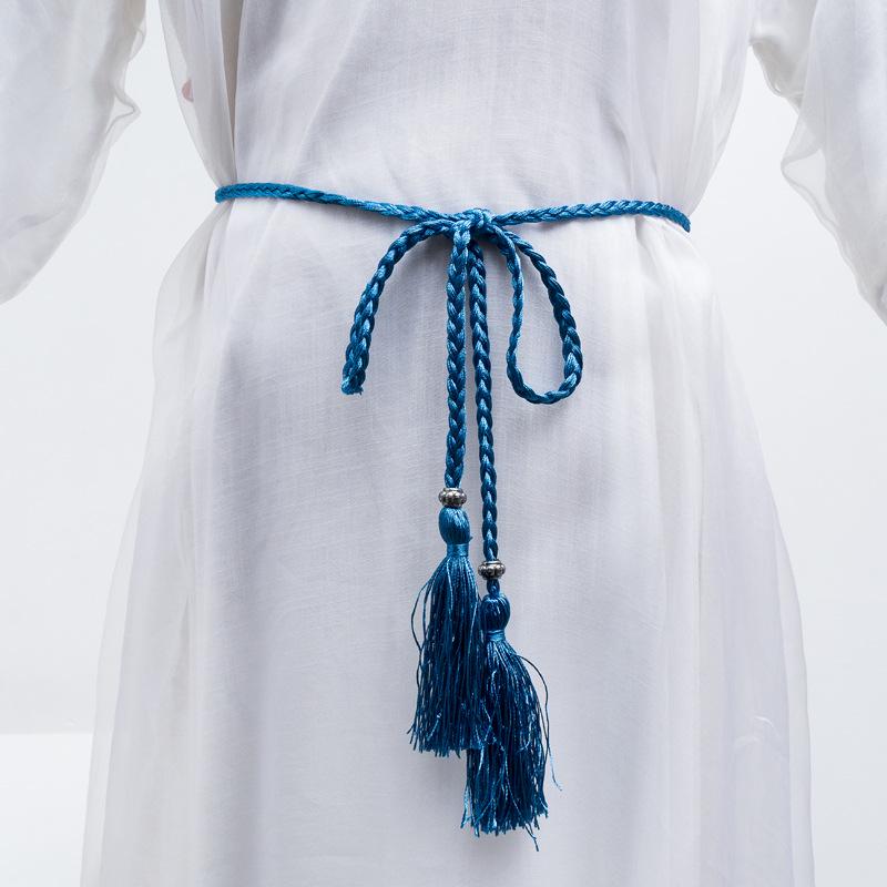 Damesleren riem in Koreaanse stijl met strik en kwastje tailleketting