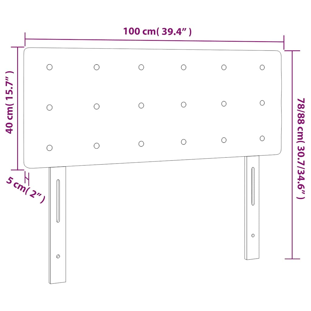 vidaXL LED Headboard Light Grey 100x5x78/88 Cm Velvet