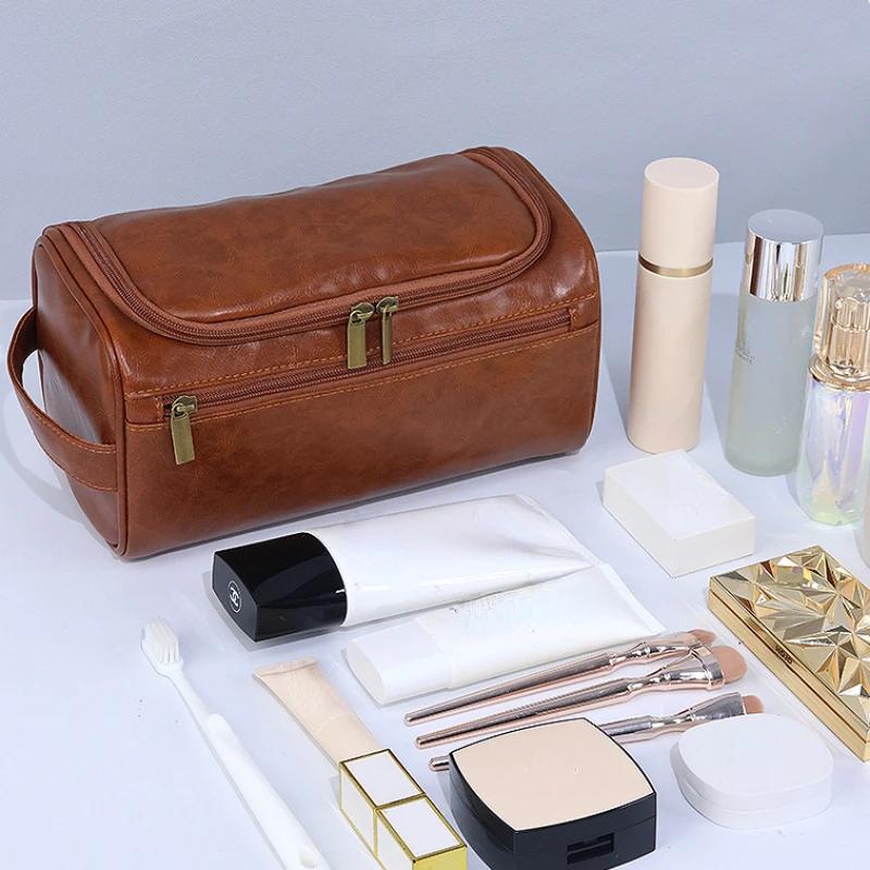 Men Vintage Luxury Toiletry Bag Travel Necessary Business Cosmetic Makeup Cases Male Hanging Storage Organizer Wash Bags