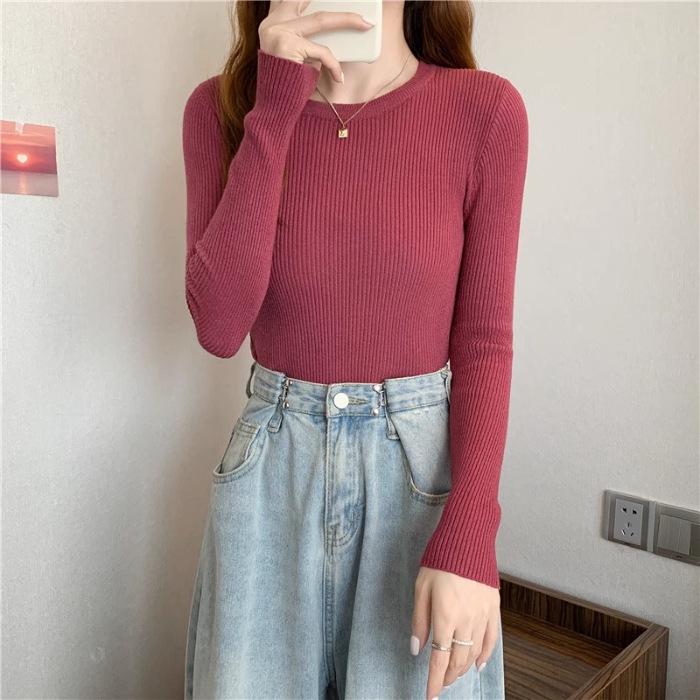 

Женский черный вязаный свитер облегающего кроя с длинным рукавом One Size кирпич красный