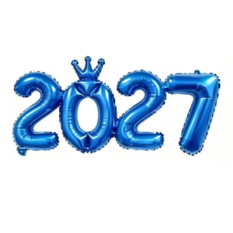 2027 Conjoined Foil Balloons Multicolor Number Design for New Year Party Graduation Ceremony Decoration