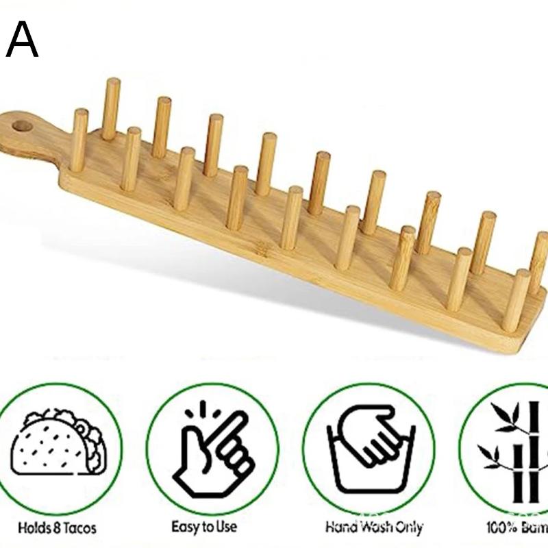 Bambus Taco Halter Hält 8 Tacos Jeder Taco Ständer Mehrzweck Lebensmittelständer Hartschalen Tacos Rack Für Küche Charcuterie Tortillas
