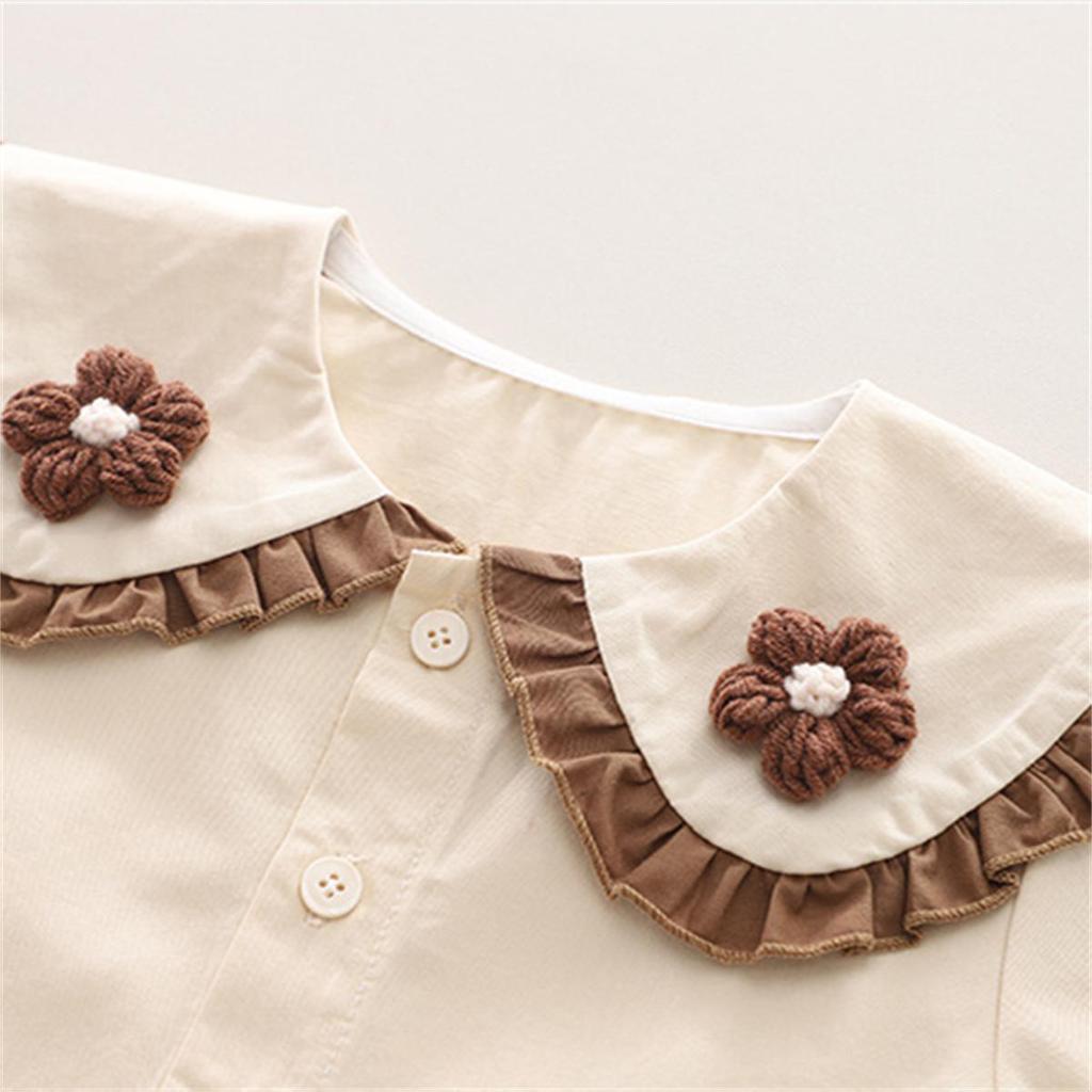 2024 3Pcs Spring Baby Girls Clothing Sets Children Knitted Vest Lace Shirt Pants  Suit Infant Floral Princess Clothes Kids Outfits