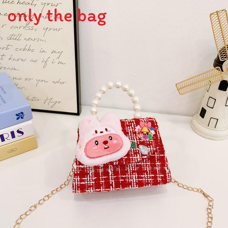 Melody Hello Kitty Puppen Dekor Schulter Crossbody Tasche Künstliche Perlenhenkel für den täglichen Gebrauch