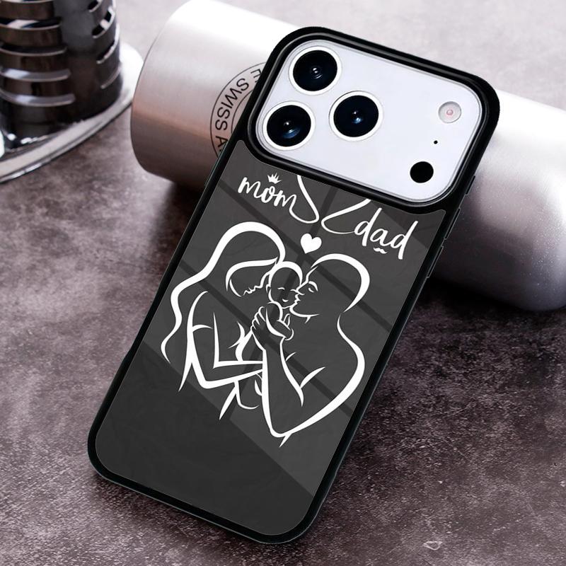 Mom Dad Baby Family Phone Case for iPhone 17 16 15 Pro Max Air 14 13 12 11 Plus Shockproof Capa Cover
