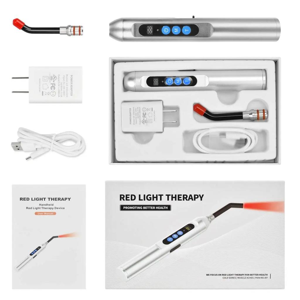 Tuhopeta Red Light Therapy Device for Mouth Sores 660nm 850nm Near-Infrared LED Skin Care Wand for Cold Sore Treatment