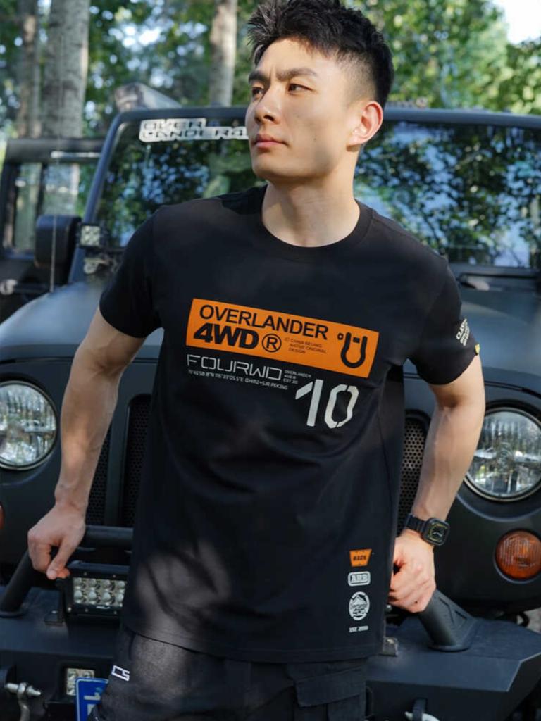 Off-road Jianghu Printed Short-sleeved T-shirt 2025 New Slim-fit Large-size Round Neck Summer Half-sleeved Outdoor Casual Top