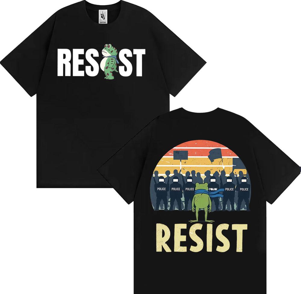 Portland Frog Protest Anti ICE Resist Funny Meme T Shirt Unisex Fashion Trend High Street Tshirts Casual Comfort Cotton Tshirt
