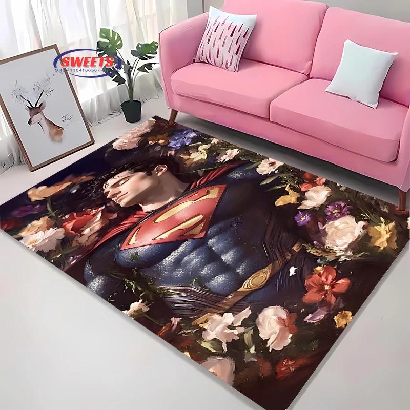 Superman Carpet, Bedroom Floor Mat, Living Room Sofa Bed Mat, Non-slip Exquisite Home Decor, Durable Machine Washable Rug