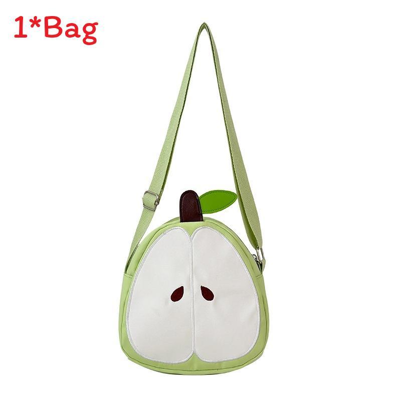 Borsa Piccola a Spalla in Nylon con Cartoni Animati di Frutta e Chiusura a Zip per Uso Quotidiano