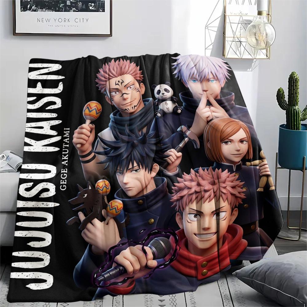1PC Jujutsu Kaisen Patterned Flannel Blanket Suitable For All Seasons For Home Decor Warmth And Comfort Gifts Holiday Present